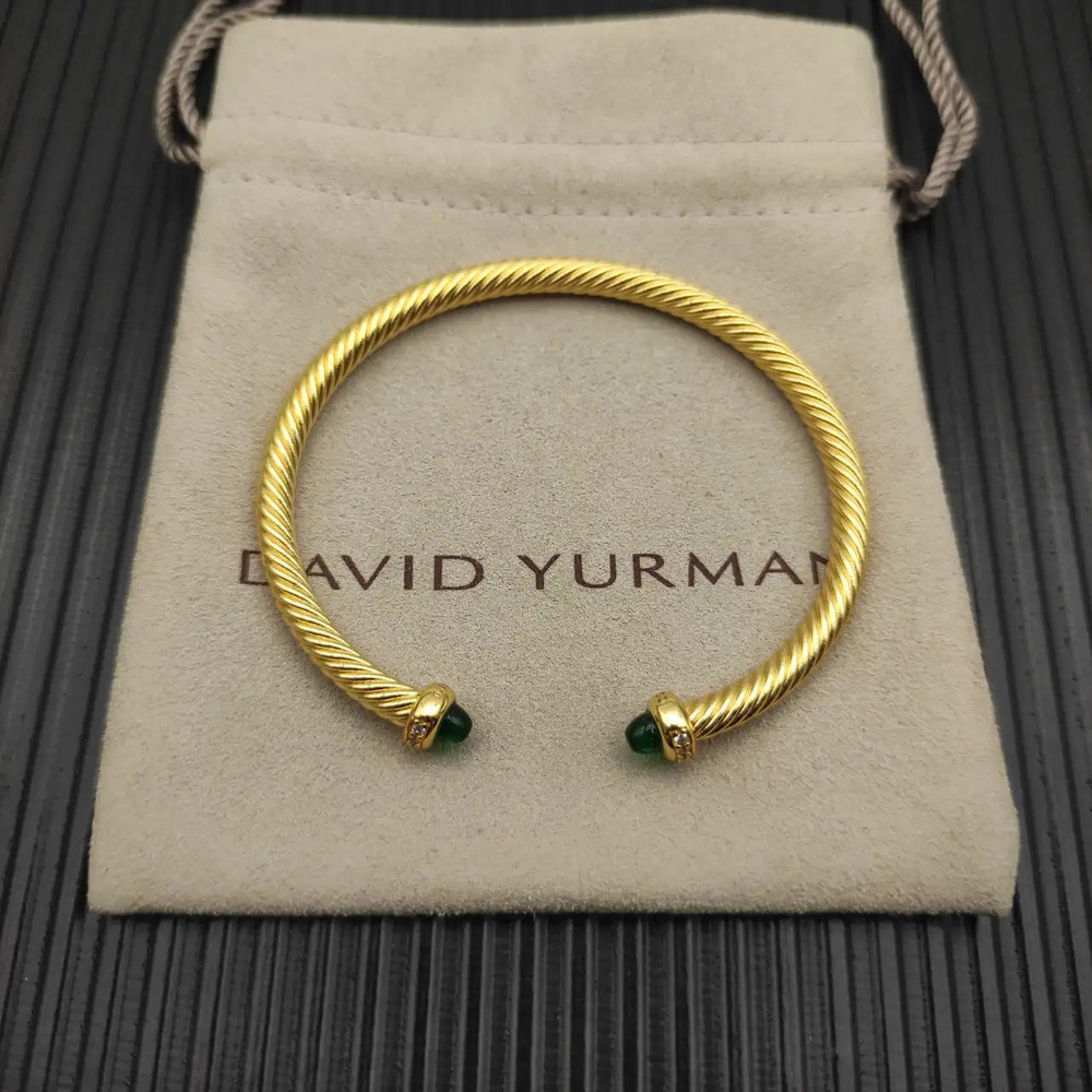 David Yurman 4mm Golden Chrysoprase Bracelet with Diamonds